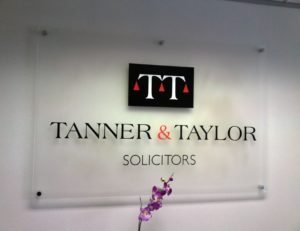 tanner and taylor solicitors interal signage