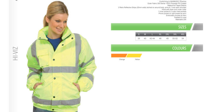 High visibility bomber jacket workwear