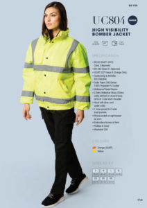 High visibility bomber jacket workwear