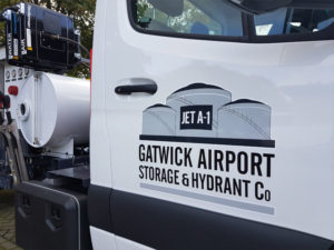Gatwick Airport storage and hydrant company vehicle graphics