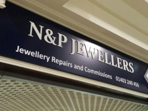 N&P jewellers signage