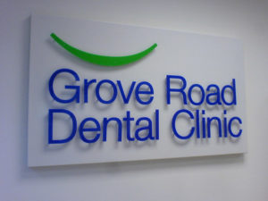 Grove road dental clinic indoor sign