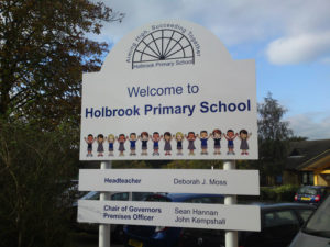 Holbrook primary school outdoor sign