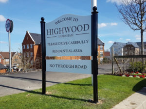 Welcome to Highwood Horsham outdoor sign