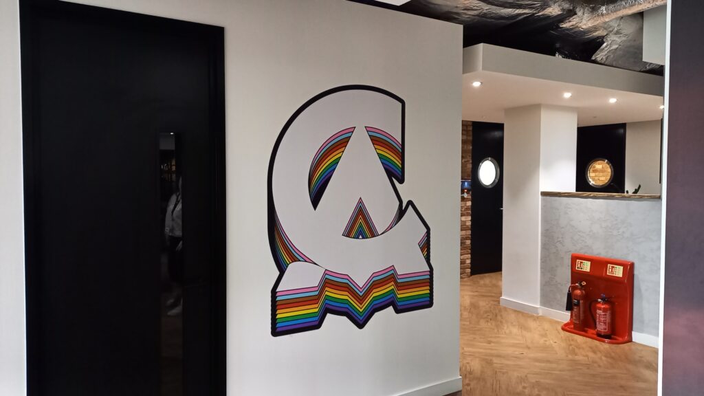 creative assembly modern office signage