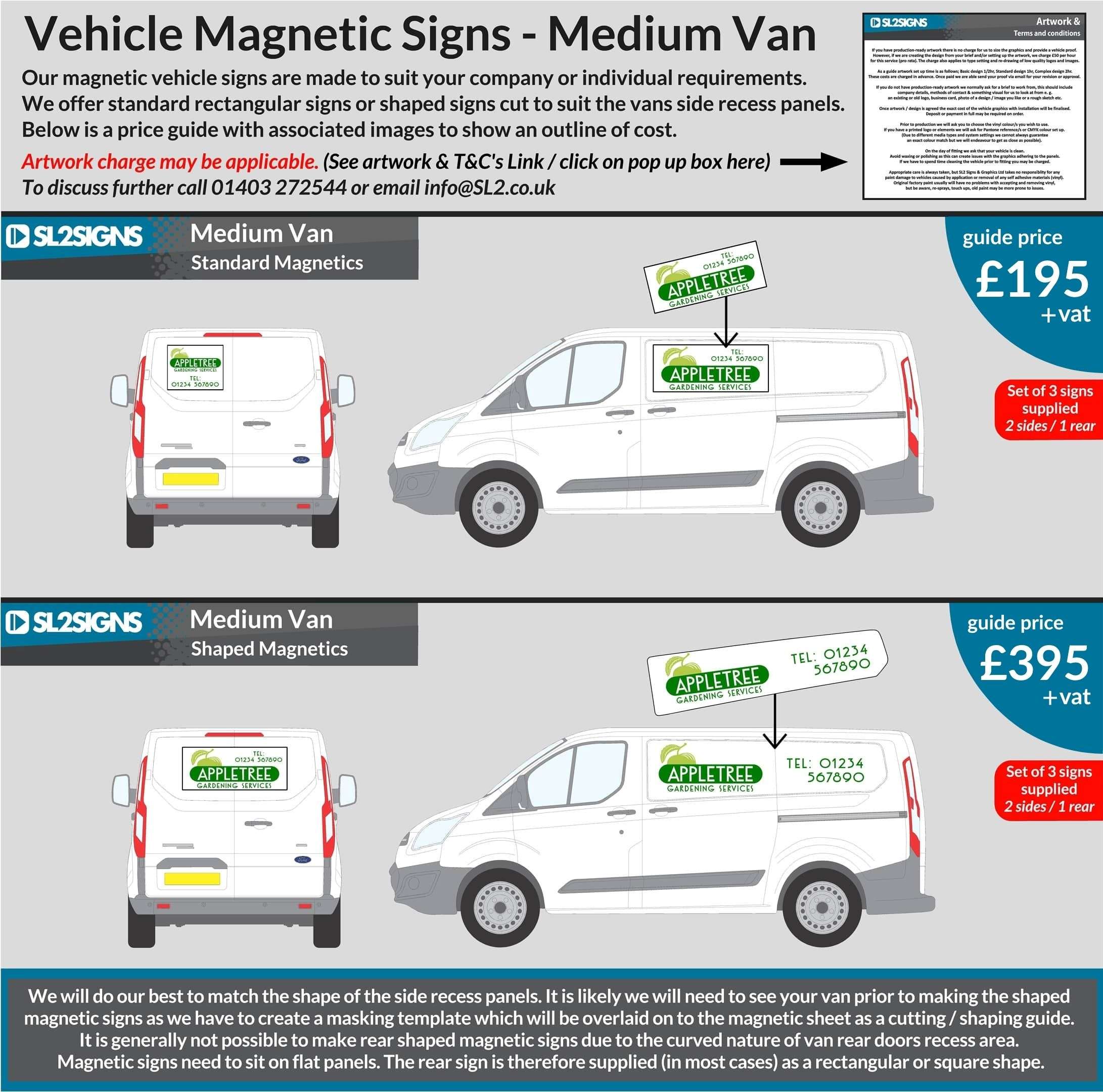 Vehicle magnetic signs price guide - medium van