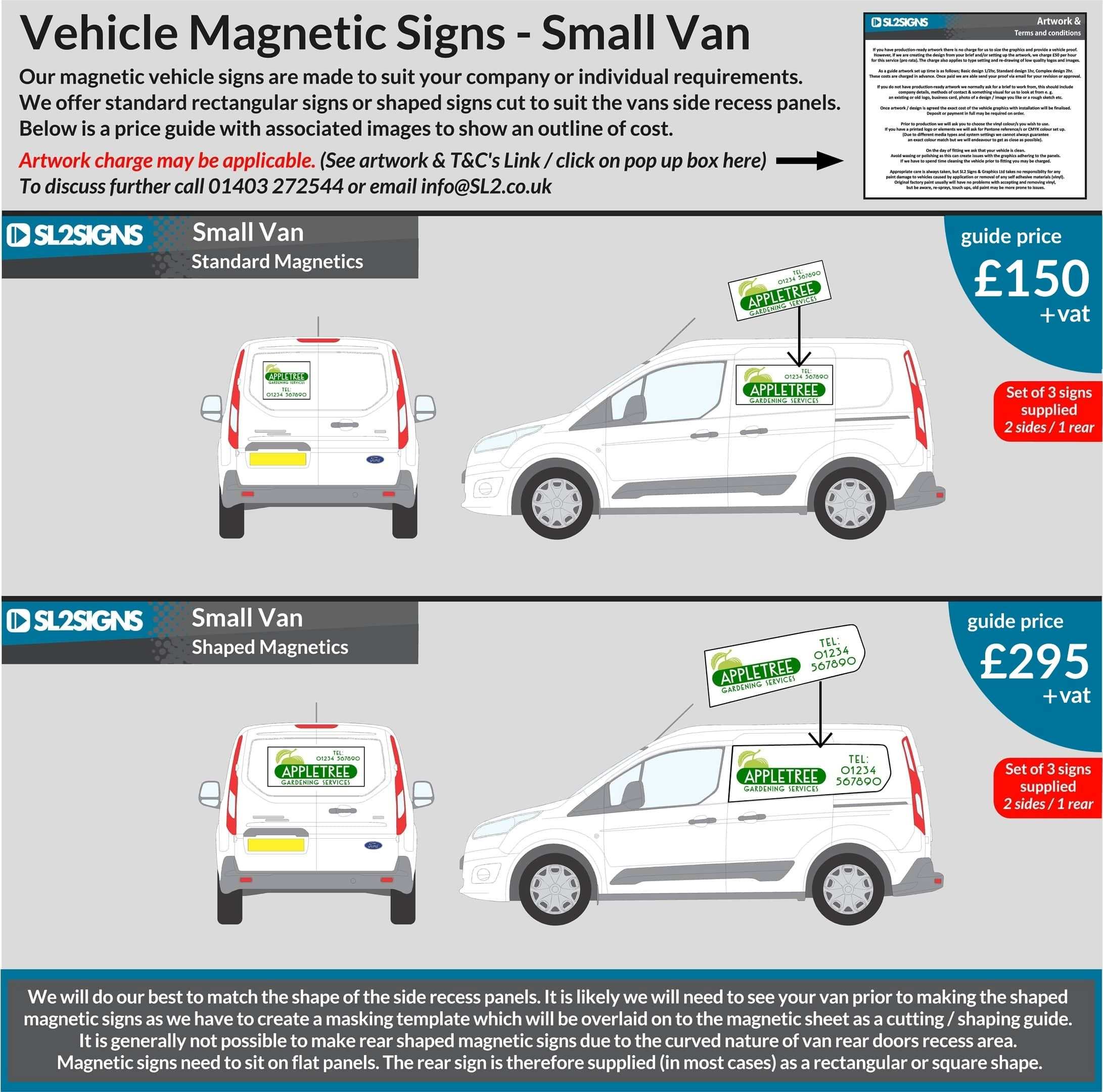 Vehicle magnetic signs price guide - small van